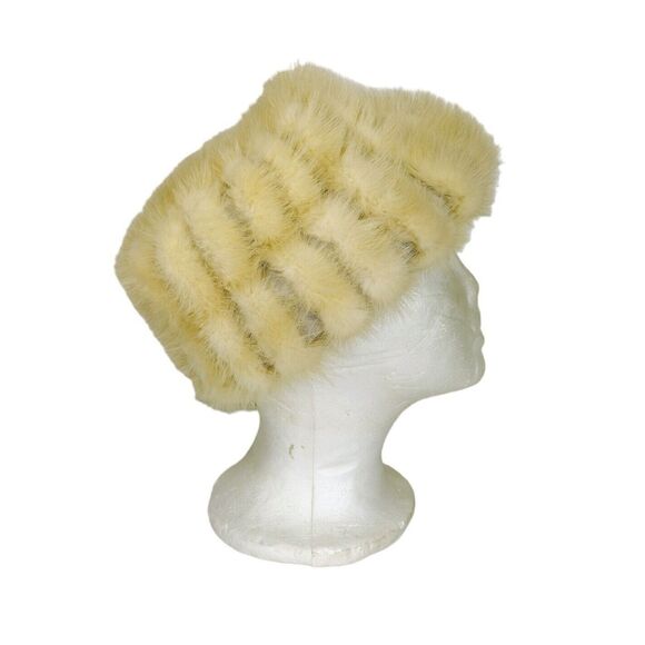 Vintage 50s Deborah Exclusive Beige Genuine Mink Fur Hat Fuzzy Winter Cap - Picture 4 of 11